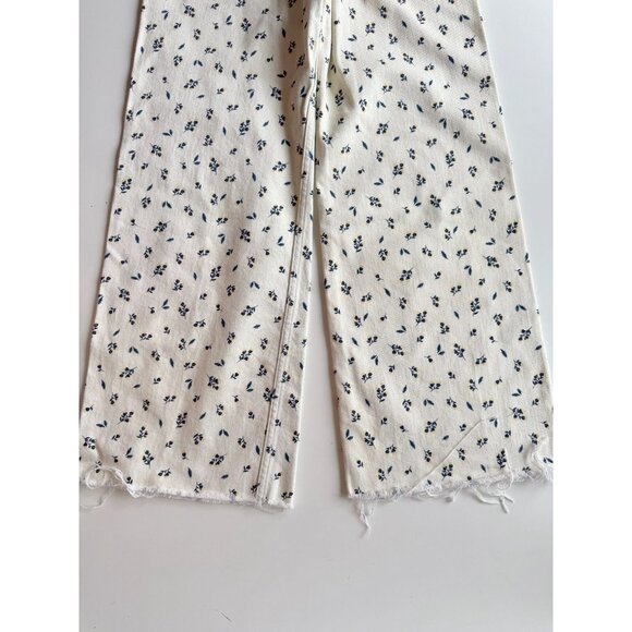NWOT ZARA Marine Floral Stretch Denim High Waisted Wide Leg Jeans, Size 0/22 - Picture 7 of 12